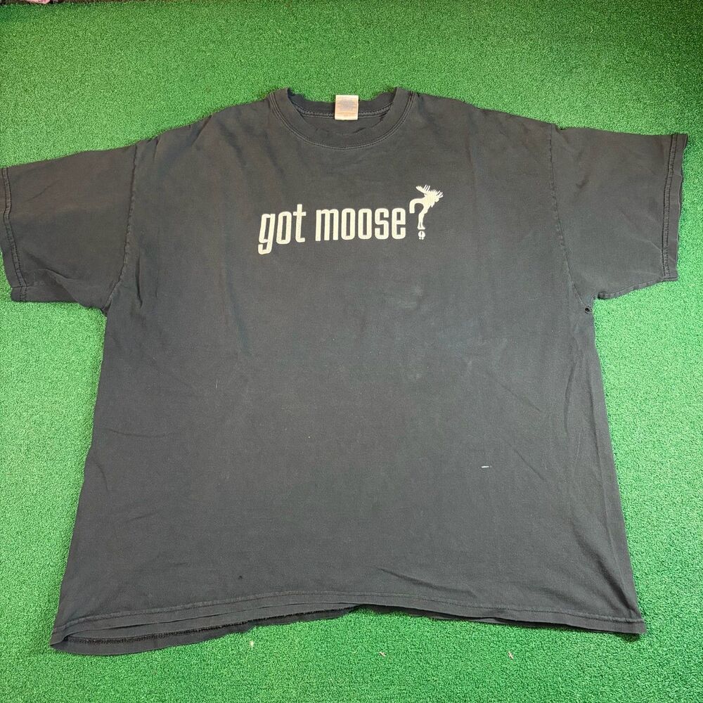Size 2XL - Men’s Vintage Got Moose? Graphic T-Shirt Faded Black Y2K